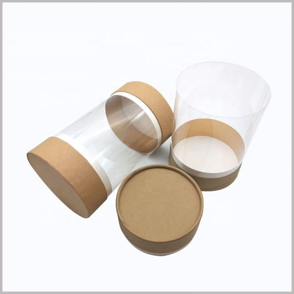 Clear tube packaging with kraft paper lids wholesale